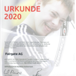 Sponsorenurkunde für Fairgate von Special Olympics Switzerland